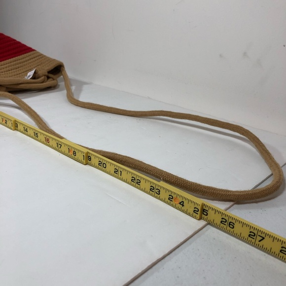 Gap Crossbody Red Color Block Open Boho Bag Small - Picture 4 of 6